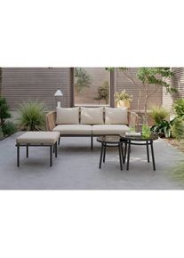 Ambia Garden Loungegarnitur, Grau, Schwarz, Beige, Metall, Kunststoff, Glas, F&uuml;llung: Polyester,Polyester, 180x73x69 cm, Gartenm&ouml;bel, Loungem&ouml;bel, Loungegarnituren