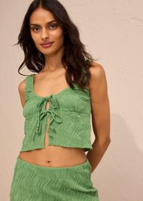 bonprix Top ze strukturalnego materiału z wiązaniem, zielony, 40/42