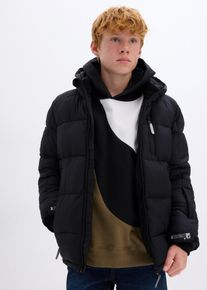 bonprix warm gef&uuml;tterte Winter-Steppjacke mit Kapuze, schwarz, Gr.164/170, Komfortable Jungen Winterjacke mit reflektierenden Details