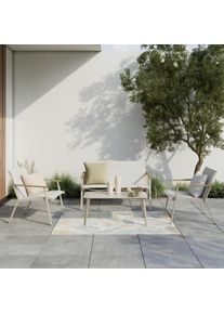 Gartenset Bianco Beige/Teakfarben 4-teilig