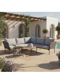 Loungegarnitur Zophia Grau Outdoorstoff/Metall