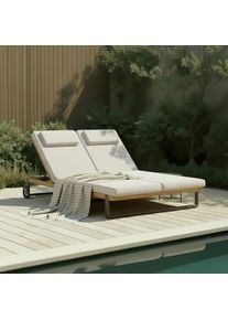 Gartenliege Elenyi greige Metall/Outdoorstoff/Holz