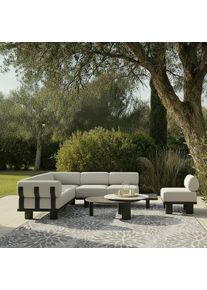 Loungegarnitur Lumea Hellgrau Outdoorstoff/Metall/Polywood