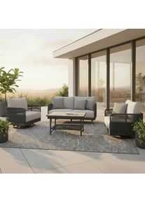 Loungegarnitur Malia Grau Outdoorstoff/Metall/Akazie