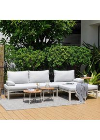 Loungegarnitur Lou Hellgrau/Hellbraun, 4-teilig