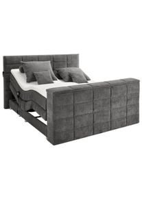 CARRYHOME Boxspringbett Denver Grau ca. 180x200 cm mit Topper