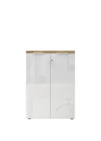 Schrank Easy Office Eichefarben/Wei&szlig; Hochglanz