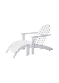 Gartenliege Adirondack Wei&szlig; mit Hocker