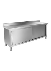 Rozsdamentes ac&eacute;l munkaszekr&eacute;ny - ECO - 200 x 60 cm - 160 kg - h&aacute;ts&oacute; perem - ROYAL CATERING RCAT-200/60-C