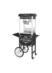 Popcorn g&eacute;p kocsival - retro design - fekete - ROYAL CATERING RCPW.16.2