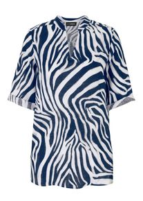 Doris Streich - Long-Bluse mit 3/4-Arm, blau, Gr. 48, Leinen