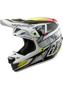 Troy Lee Designs SE5 Carbon Lined Up, motocross helmet , color: White/Black/Neon-Yellow/Pink , size: L