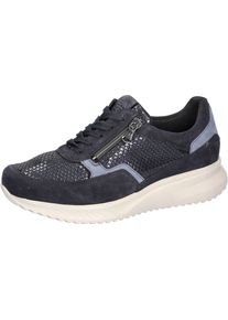 Waldl&auml;ufer Keilsneaker WALDL&Auml;UFER "K-JANKA", Damen, Gr. 9 (43), blau (dunkelblau, jeansblau), Nubukleder, Textil, Veloursleder, Schuhe Keilsneaker, Schn&uuml;rschuh, Halbschuh, Komfortschuh in Extraweite K