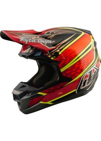 Troy Lee Designs SE5 Carbon Wings, motocross helmet , color: Red/Black/Neon-Yellow , size: M