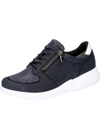 Waldl&auml;ufer Sneaker WALDL&Auml;UFER "H-FUNKY", Damen, Gr. 4 (37), blau (dunkelblau, wei&szlig;), Glattleder, Nubukleder, Textil, unifarben mit Farbeinsatz, Schuhe Sneaker, Schn&uuml;rschuh, Keilsneaker, Halbschuh in Komfortweite H (= sehr weit)