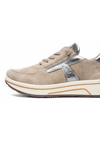 Sneaker Ara "SAPPORO", Damen, Gr. 2,5, beige (hellbeige, metallic), Glattleder, Veloursleder, Schuhe Sneaker, Plateausneaker, Schn&uuml;rschuh in Komfortweite H (= sehr weit)