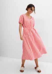bonprix Kleid aus reiner Baumwolle, pink, Gr.36, weit geschnittenes Kleid aus reiner Baumwolle mit Fledermaus&auml;rmeln und V-Ausschnitt, aus 100% Baumwolle