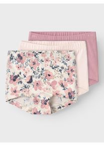 Boxershorts name it "NMFTIGHTS 3P NOSTALGIA FLOWER NOOS", M&auml;dchen, Gr. 98, rosa (nostalgia rose), Jersey, Obermaterial: 95% Baumwolle, 5% Elasthan, bedruckt, eng, Unterhosen Boxershorts