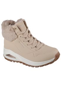 Schn&uuml;rboots Skechers "UNO RUGGED - FALL AIR", Damen, Gr. 35, sandfarben, Lederimitat, Textil, Schuhe Schn&uuml;rboots, Winterboots mit Air-Cooled Memory Foam Komfort-Innensohle