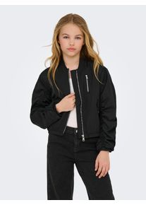 Bomberjacke KIDS Only "KOGMINNA LIFE BOMBER CP OTW NOOS", M&auml;dchen, Gr. 164, schwarz, Web, Obermaterial: 100% Polyester, unifarben, Basic taillenbedeckt, elastischer Bund, Jacken Bomberjacke, mit modischen Raffungen am Arm