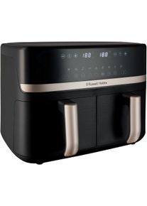 Russell Hobbs Hei&szlig;luftfritteuse "27680-56 s SatisFryTM Dual basket, 4,5L", schwarz, B:31,5cm H:39,2cm T:44,3cm, Fritteusen, Airfryer&ndash;wenig oder kein &Ouml;l erforderlich, 9 Programme, 9 L, Hei&szlig;luftfritteuse