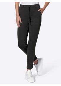 Damen Jerseyhose mit Tunnelzug in der Taille in schwarz ,Gr&ouml;&szlig;e 36, WITT, 76% Polyester, 20% Viskose, 4% Elasthan