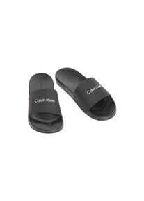 Badepantolette Calvin Klein "ESS SLIDE MONOBRAND CV", Herren, Gr. 47, schwarz, Synthetik, unifarben, Basic, Schuhe Badepantolette, Strandschuh, Pool Slides, Flat, Sommerschuh, Pantolette mit Logo
