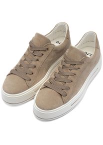 Plateausneaker Ara "CANBERRA", Damen, Gr. 9,5 (44), sand, Veloursleder, unifarben, Schuhe Plateausneaker, Freizeitschuh, Halbschuh, Schn&uuml;rschuh in Bequemweite G (=weit)