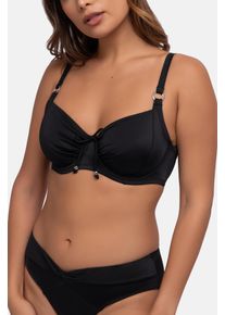 B&uuml;gel-Bikini-Top Dorina "Fiji", Damen, Gr. 75, Cup G, schwarz, Obermaterial: 57% Polyester, 24% Polyamid, 19% Elasthan, unifarben, Bikini-Oberteile B&uuml;gel-Bikini-Top, Full Cup, Stoffraffung vorne
