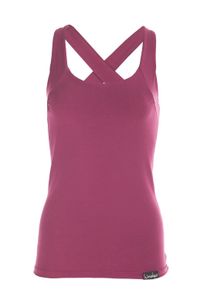 Sporttop WINSHAPE "WVR25", Damen, Gr. L, lila (berry love), 90% Baumwolle, 10% Elasthan, eckiger Ausschnitt, Tops Sporttop, Cross Back Style