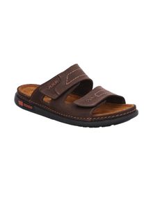Pantolette Rohde "CENTO", Herren, Gr. 46, dunkelbraun, Leder, unifarben, Schuhe Pantolette, Sommerschuh, Hausschuh mit zwei praktischen Klettverschl&uuml;ssen