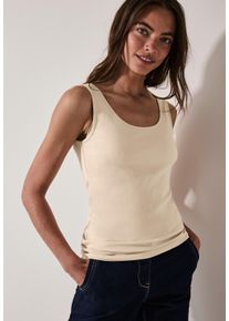Tr&auml;gertop Cecil "Style Linda", Damen, Gr. XS (36), lila (pearl beige), Jersey, Obermaterial: 100% Baumwolle, unifarben, regular fit taillenbedeckt, Rundhals, Tops Tr&auml;gertop, mit tiefem Rundhalsausschnitt, Topseller