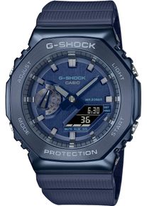 Chronograph Casio G-SHOCK, blau (dunkelblau), Armbanduhren, Damen, Chronograph, Quarzuhr,Armbanduhr,Herrenuhr,digital, bis 20 bar wasserd.Resinarmband