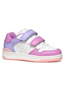 Sneaker Geox "J WASHIBA GIRL", M&auml;dchen, Gr. 30, rosa (wei&szlig;, rosa), Synthetik, Textil, Schuhe Sneaker, Sneaker, Freizeitschuh, Klettschuh im Retro Look