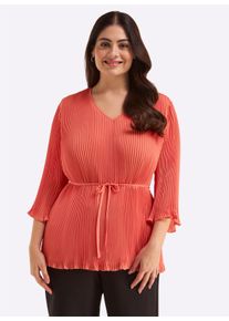 sheego Damen Tunika mit Plisseefalten in koralle ,Gr&ouml;&szlig;e 40, Witt, 100% Polyester