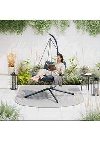 Beldano , Schwarz, Dunkelgrau , Metall , F&uuml;llung: Polyester , 196 cm , Gartenm&ouml;bel, Relaxm&ouml;bel, H&auml;ngesessel
