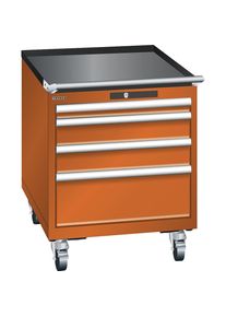 LISTA ESD-ladekast verrijdbaar, B x D x h 564 x 725 x 723 mm, 4 laden, 1 x 50 / 2 x 100 / 1 x 200 mm, oranje