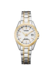 Citizen, Damen, Funkuhr Armbanduhr, Damenuhr, Solar, Edelstahlarmband, Saphirglas, Datum, silberfarben-goldfarben, Elegante Damenfunkuhr
