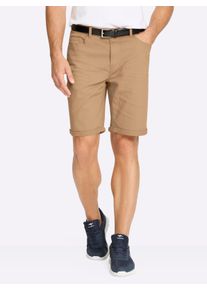 Marco Donati Heren Bermuda met kreukeffect in camel ,maat 48, Witt, 98% Katoen, 2% Elastan