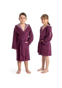 Kangaroos, Unisex, Kinderbademantel &raquo;Dalia, Ideal f&uuml;r Zuhause, Schwimmbad oder im Urlaub&laquo; 1 Stk. Uni-Farben mit Streifen, beere, 152/158 L&auml;nge: 102 cm