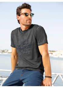 Marco Donati Heren T-shirt in used-look in grafiet gedessineerd ,maat 44/46, Witt, 100% Katoen