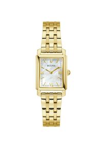 Bulova, Damen, Quarzuhr Armbanduhr, Damenuhr, Edelstahlarmband, analog, goldfarben, Edel wirkende Damenarmbanduhr