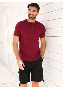 Catamaran Heren Shirt met korte mouwen en henley-hals in kers ,maat 44/46, Witt, 100% Katoen