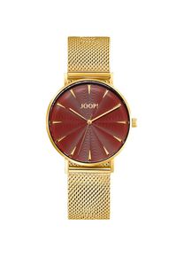 JOOP!, Damen, Quarzuhr Armbanduhr, Damenuhr, analog, Edelstahlarmband, goldfarben-rot, Geschmackvolle Armbanduhr f&uuml;r Damen
