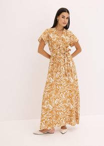 bonprix Femei Rochie maxi cu imprimeu din amestec cu viscoză, alb, 40