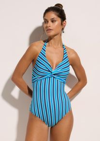 bonprix Femei Costum de baie neckholder cu aspect petrecut, albastru, 48