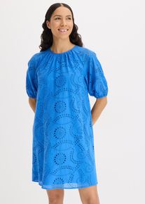 bonprix Femei Rochie cu broderie spartă, albastru, 44