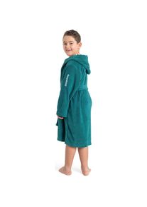 Kangaroos, Unisex, Kinderbademantel &raquo;Dalia, Ideal f&uuml;r Zuhause, Schwimmbad oder im Urlaub&laquo; 1 Stk. Uni-Farben mit Streifen, smaragd, 128/134 L&auml;nge: 84 