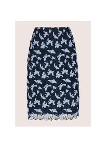 Madeleine Mode MADELEINE, Damen, Bleistiftrock &raquo;Spitzenrock Midirock mit floralen Akzenten&laquo; Gehschlitz, marine / gletscherblau, 38, Figurschmeichelnde Bleistiftform,