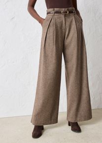 bonprix Weite Bundfaltenhose mit weichem Wollanteil, braun, Gr.50, weiche weite Buntfaltenhose mit Wollanteil, aus Wolle